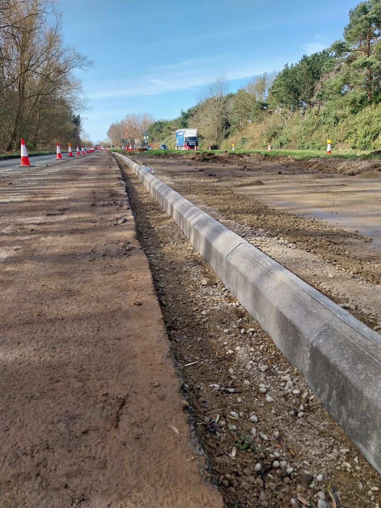 Kerb laying work in progress