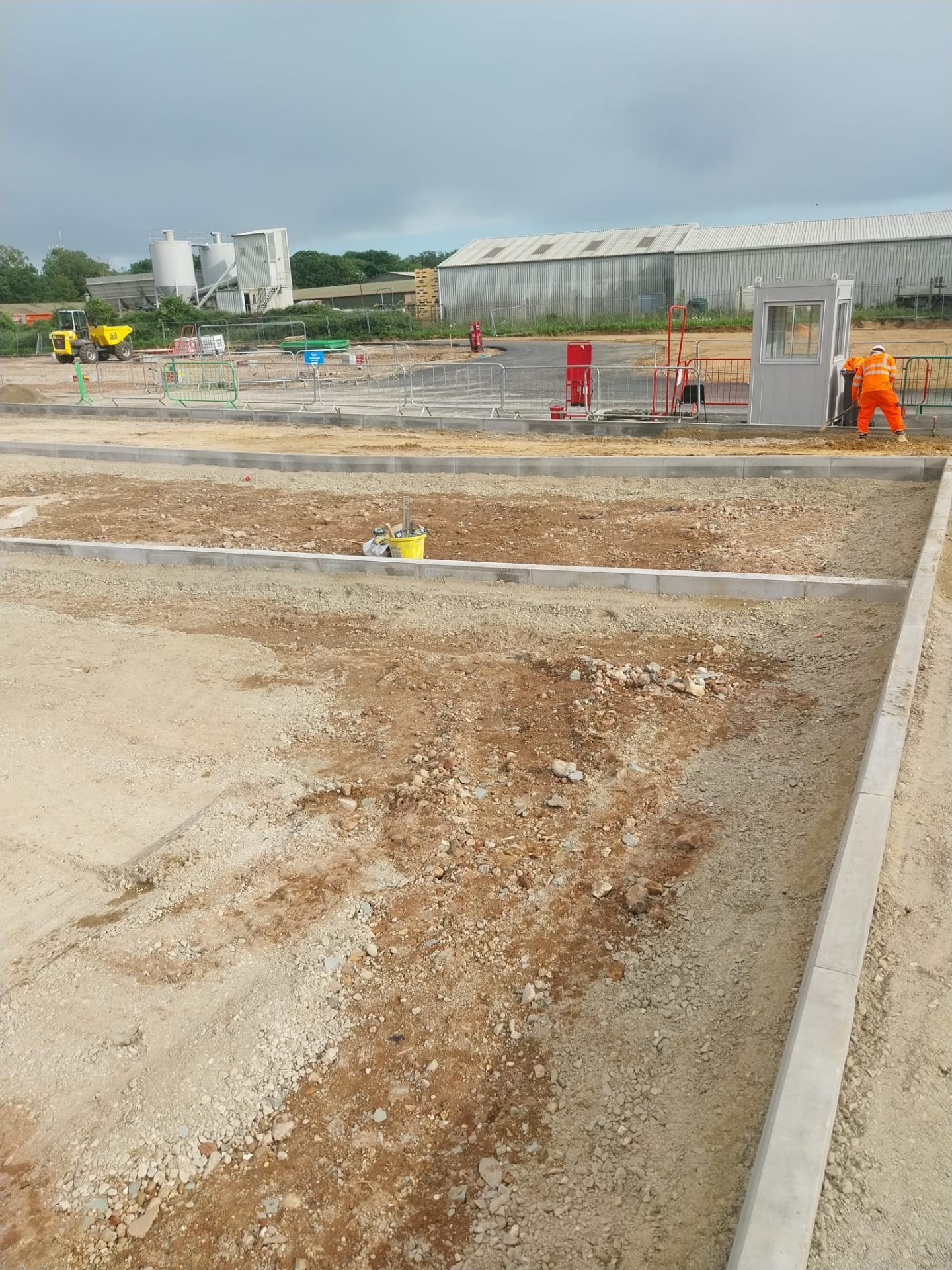 Kerb laying preparation works